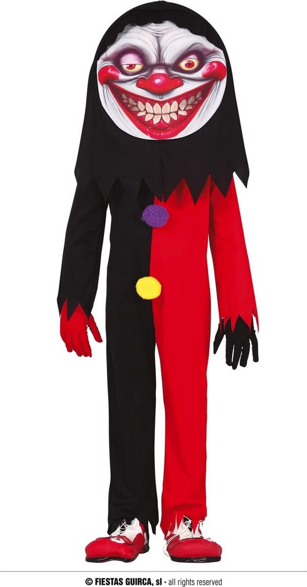 Monster & Griezel Kostuum | Enge Rood Zwarte Lach Clown Kind Kostuum | 10 - 12 jaar | Halloween | Verkleedkleding